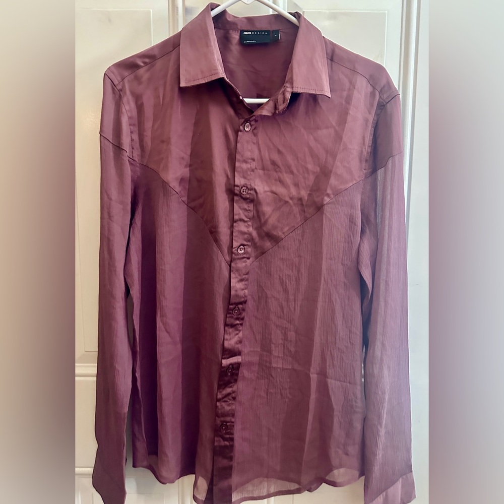 NWOT ASOS Men's Burgundy Button Down Shirt